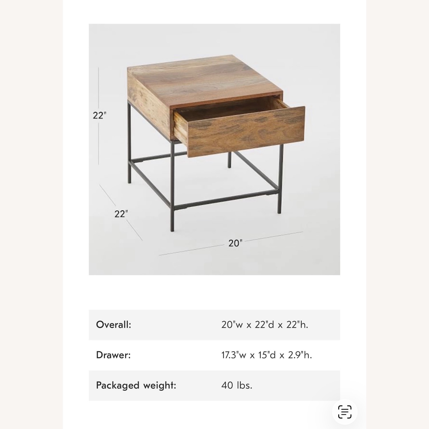 West Elm Wood Side Table in Raw Mango - image-1