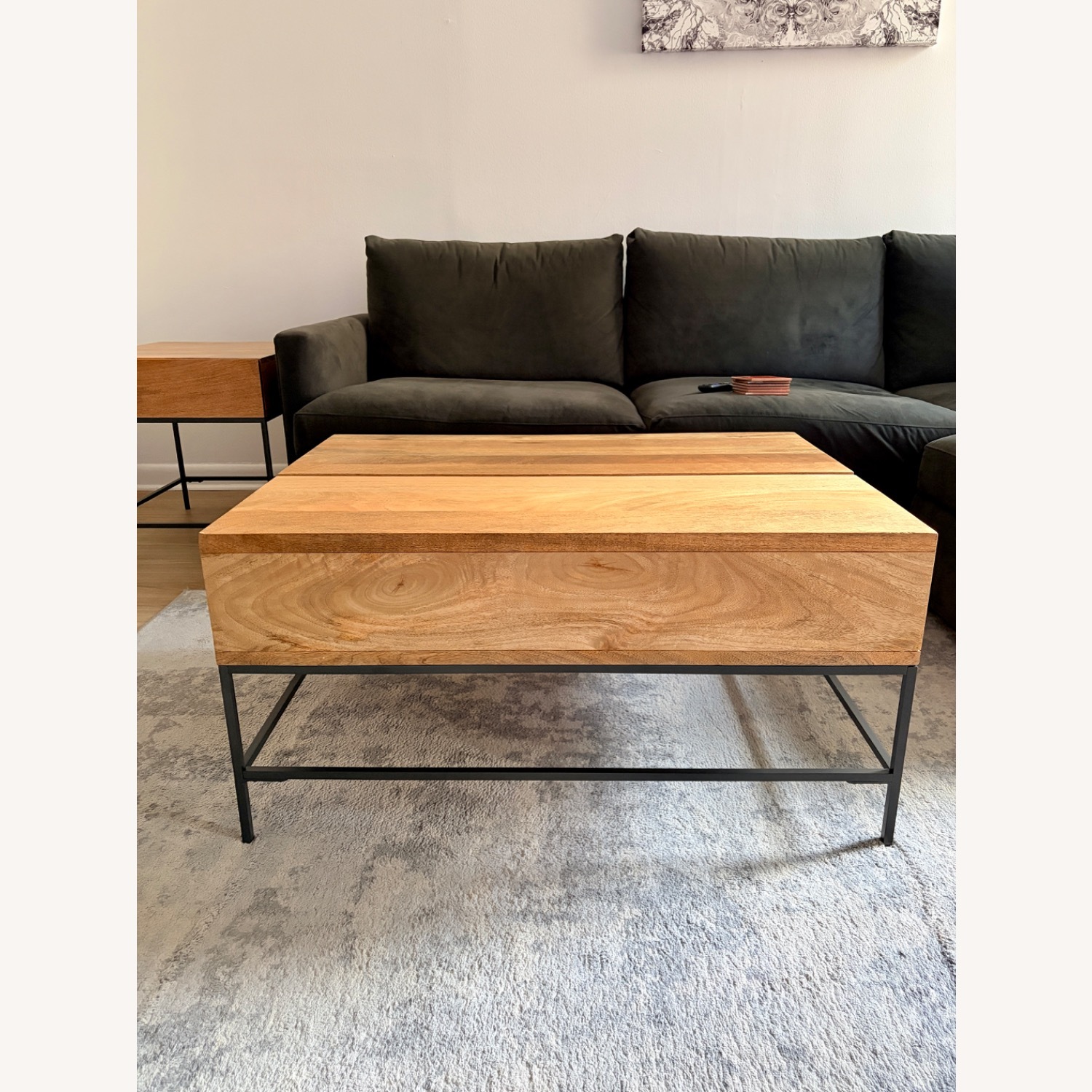 West Elm Industrial Solid Wood Storage Pop-Up Coffee Table - image-1