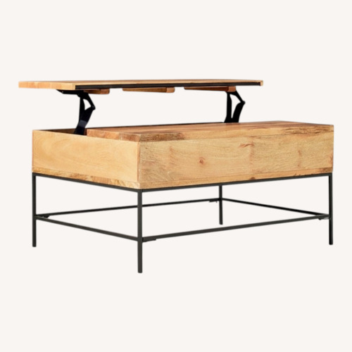 Used West Elm Industrial Solid Wood Storage Pop-Up Coffee Table for sale on AptDeco