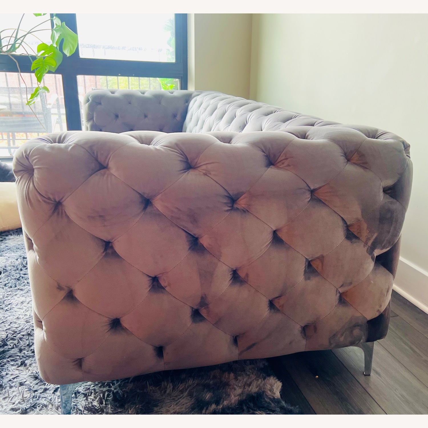 Light Gray Fabric 2 Seater Sofa - image-3