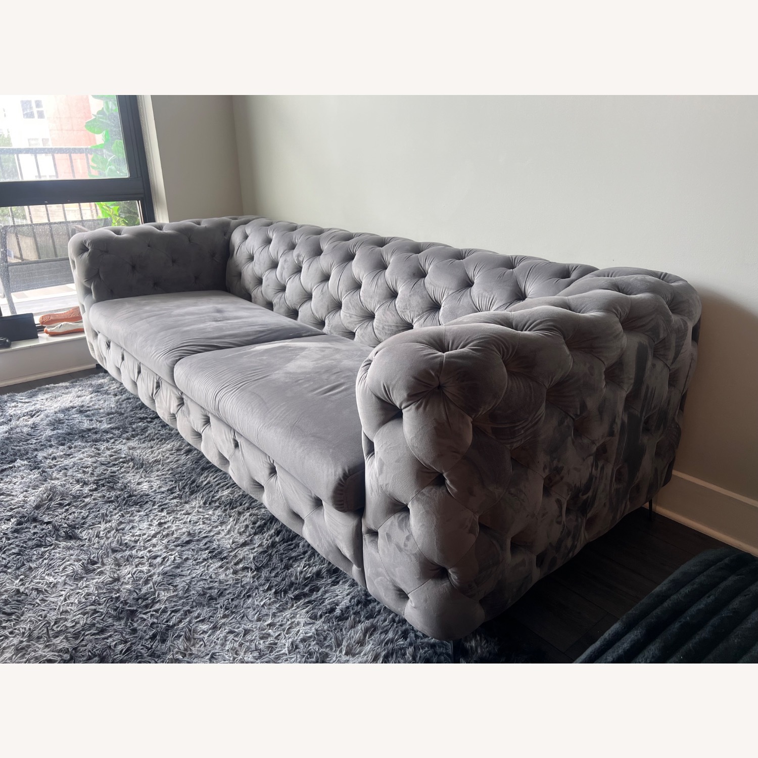 Light Gray Fabric 2 Seater Sofa - image-2