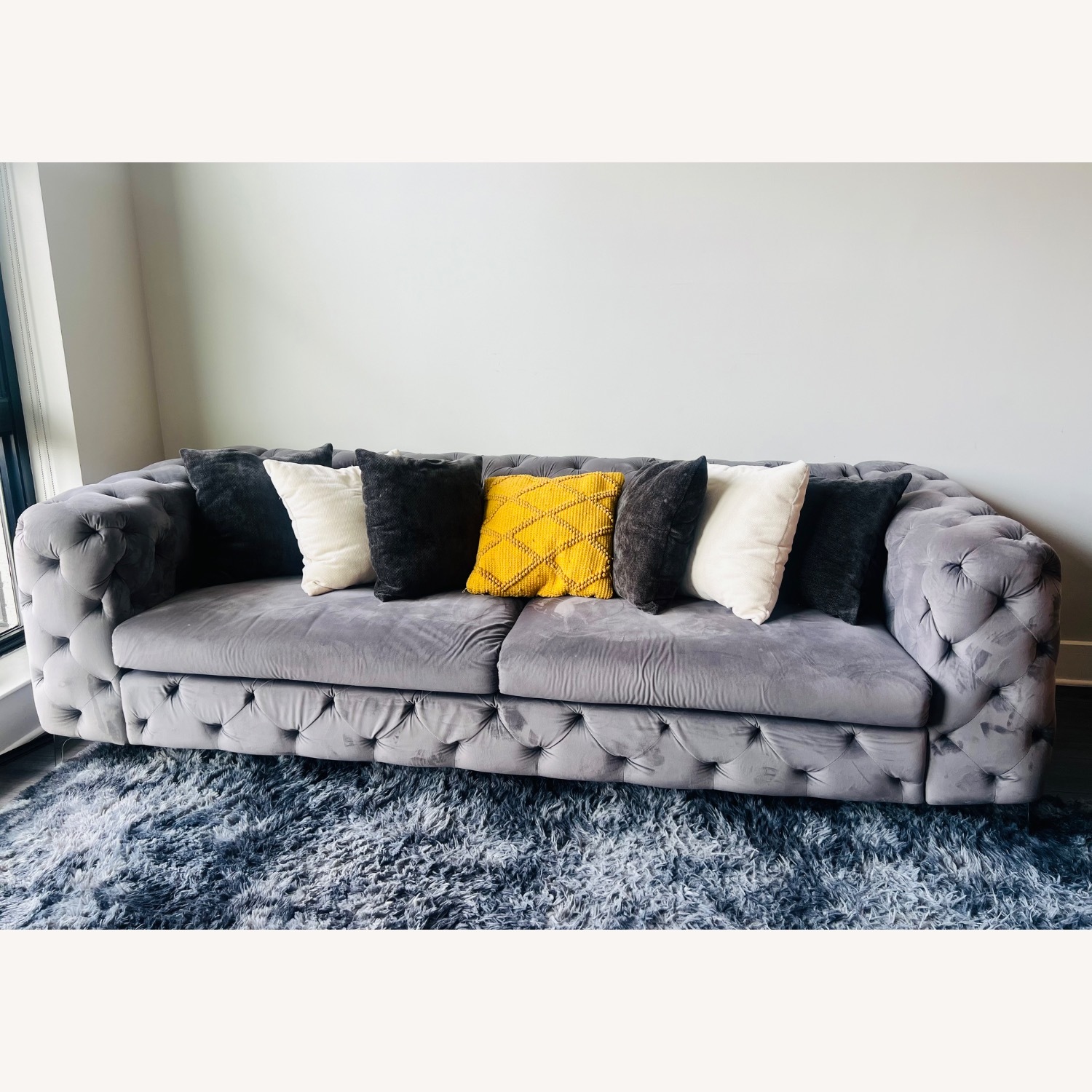 Light Gray Fabric 2 Seater Sofa - image-4