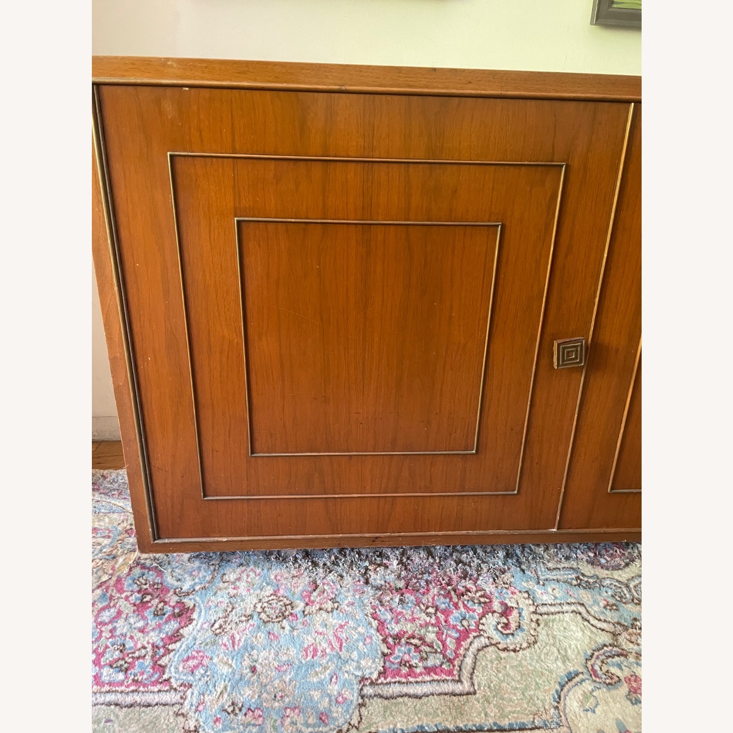 Vintage MCM Walnut Sideboard with Brass Trim - image-4