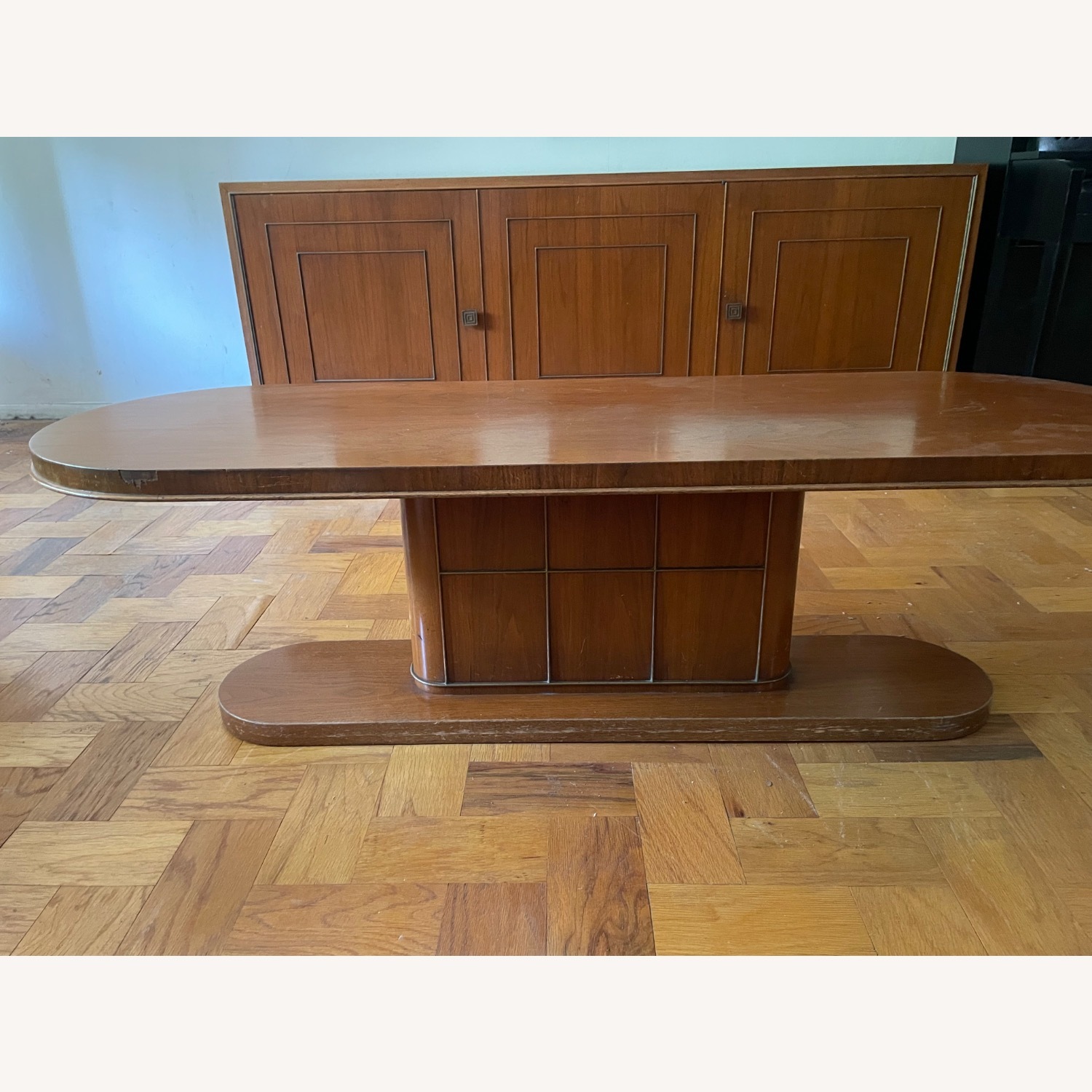 Vintage MCM Walnut Sideboard with Brass Trim - image-2
