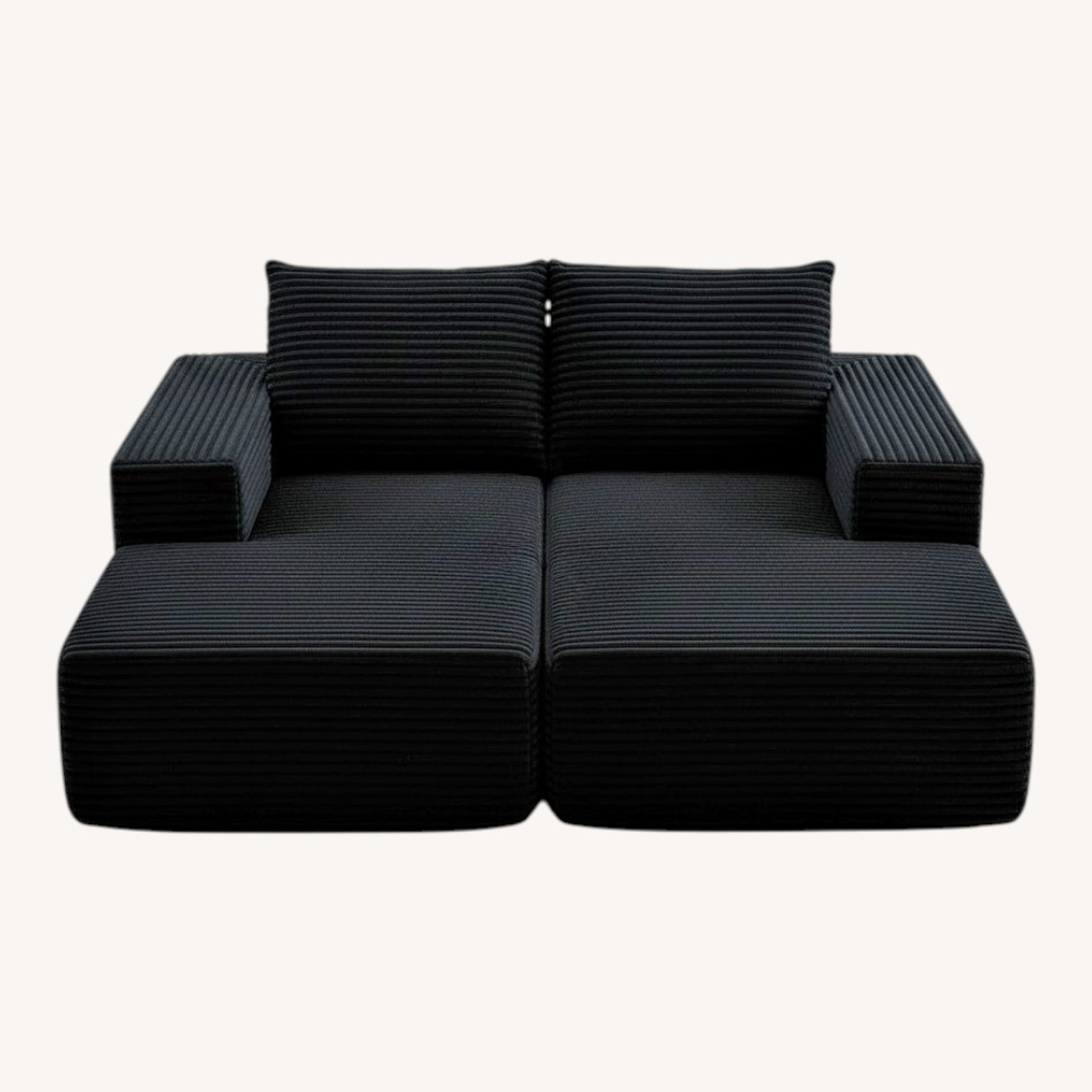 Black Fabric Chaise Lounge - image-0