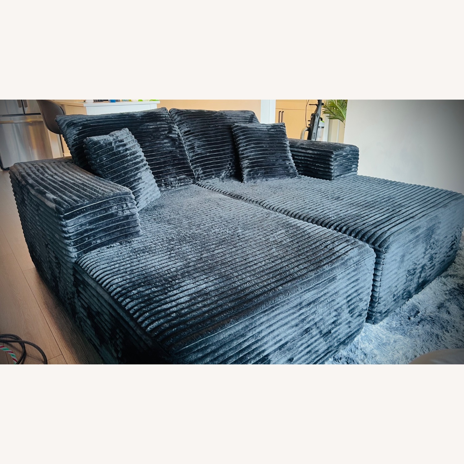 Black Fabric Chaise Lounge - image-1