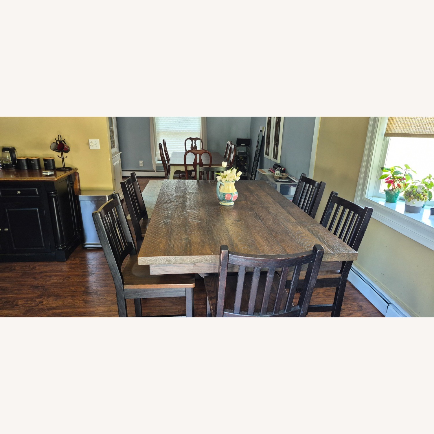 Vintage/Antique Dark Brown Wood Dining Table - image-1