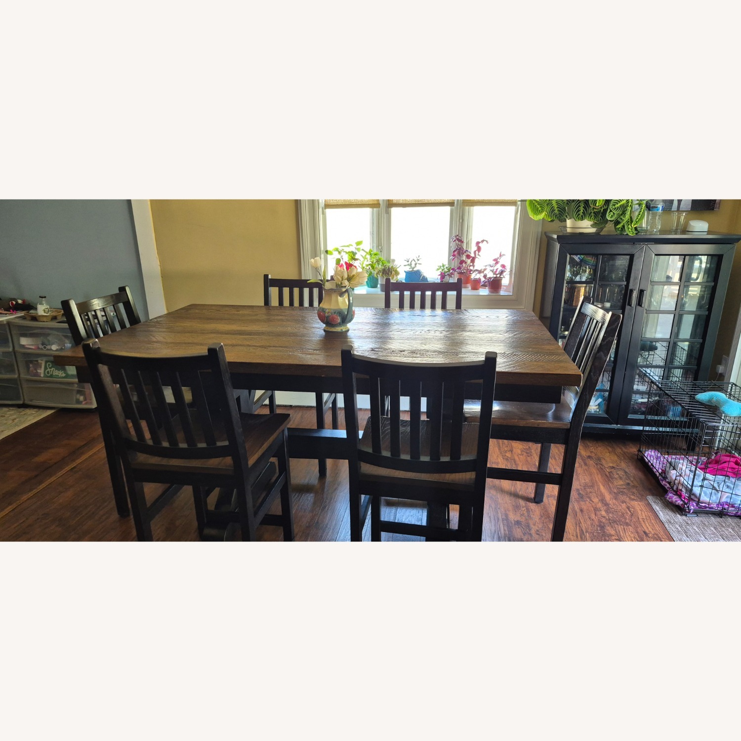Vintage/Antique Dark Brown Wood Dining Table - image-2