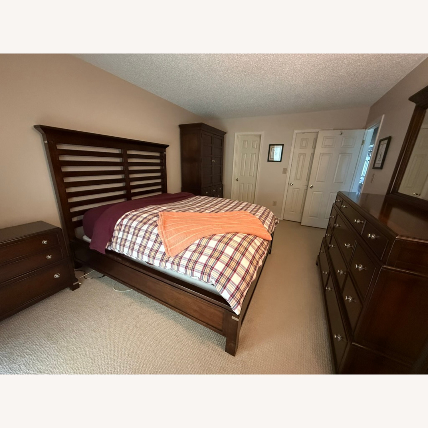 Macy's Tea Trade Dark Brown Wood Queen Bed - image-2