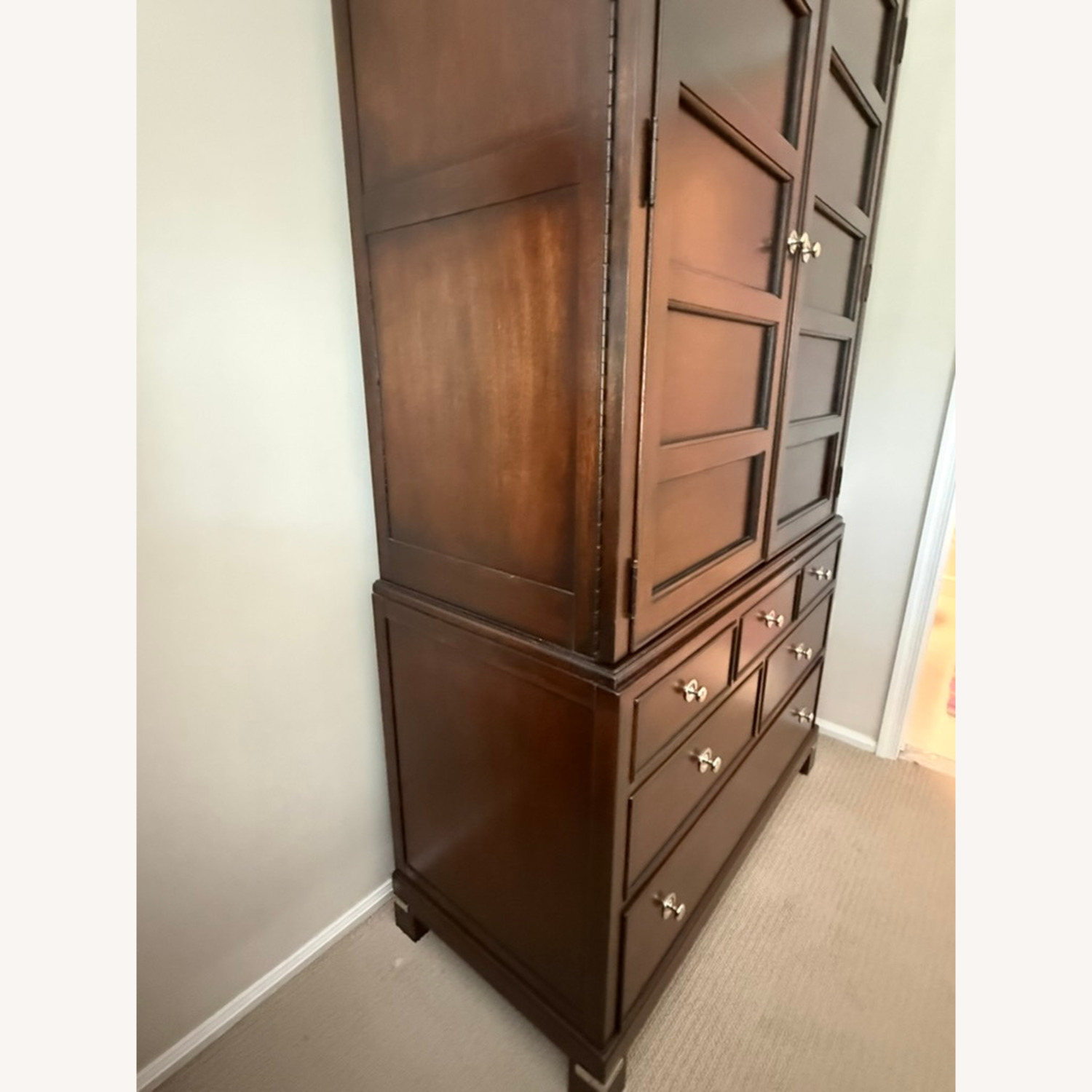 Macy's Dark Tea Trade Brown Wood Armoire - image-4