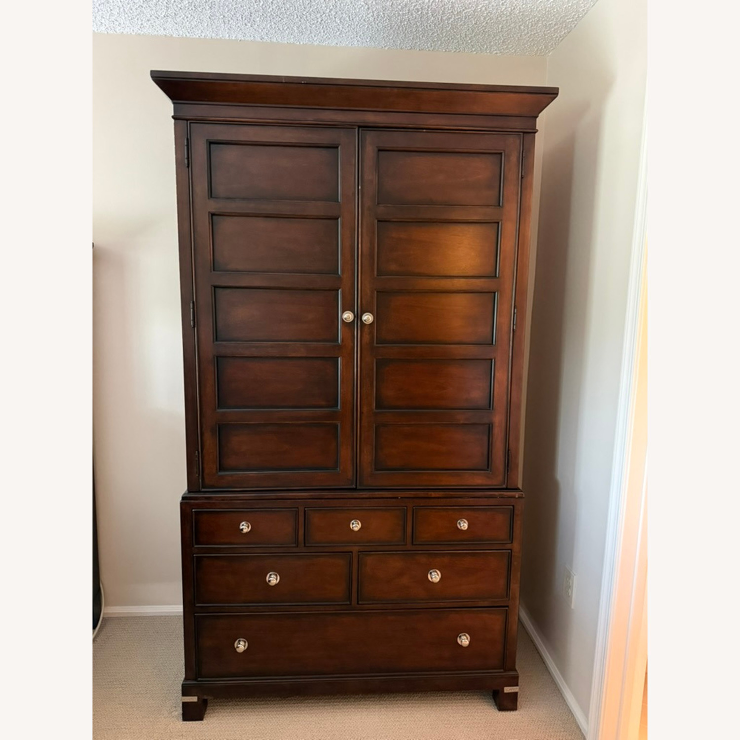 Macy's Dark Tea Trade Brown Wood Armoire - image-1