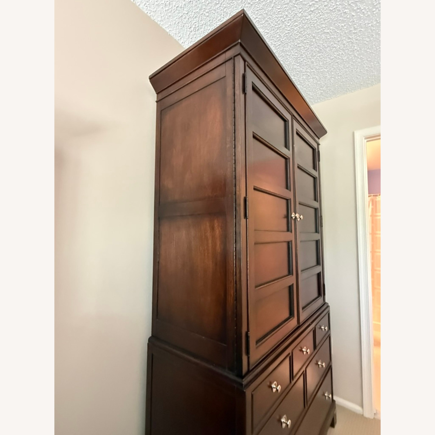 Macy's Dark Tea Trade Brown Wood Armoire - image-3