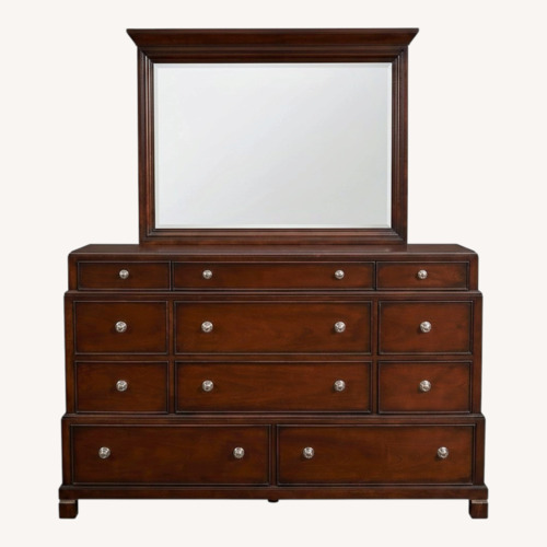 Used Macy's Tea Trade Dark Brown Wood Dresser and Mirror for sale on AptDeco