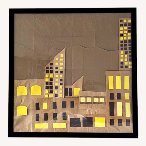 Used Mid Century Modern Cityscape in Black Wood Frame for sale on AptDeco