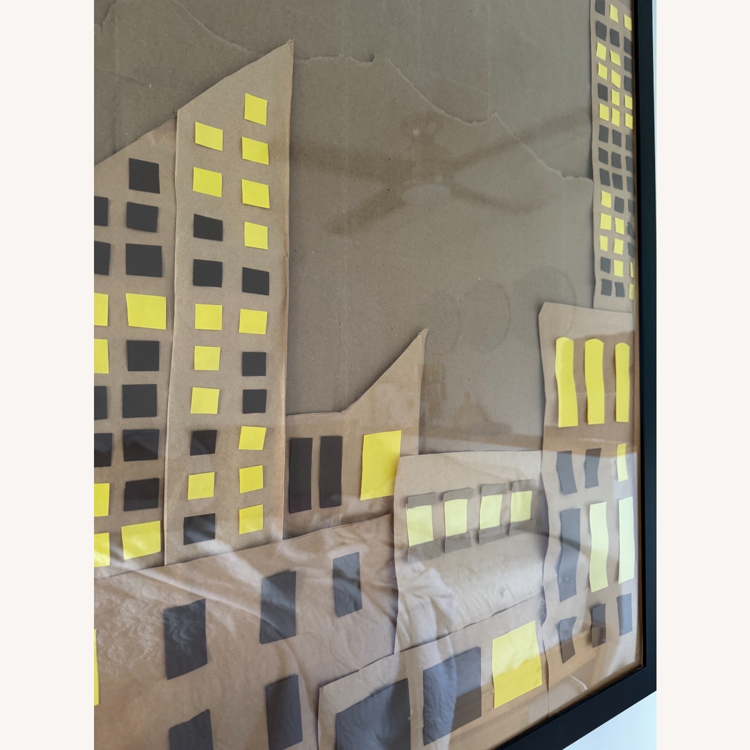 Mid Century Modern Cityscape in Black Wood Frame - image-2