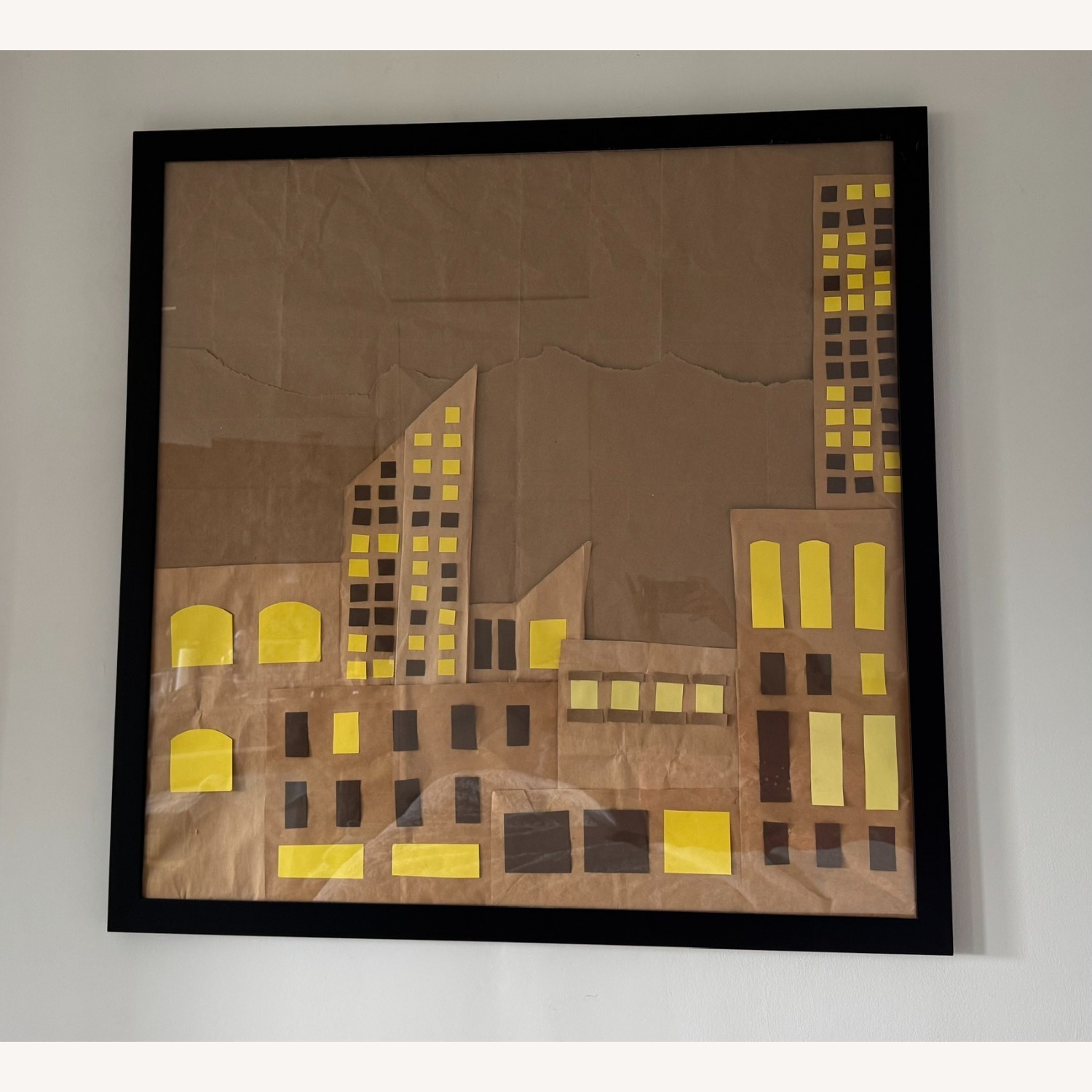 Mid Century Modern Cityscape in Black Wood Frame - image-1