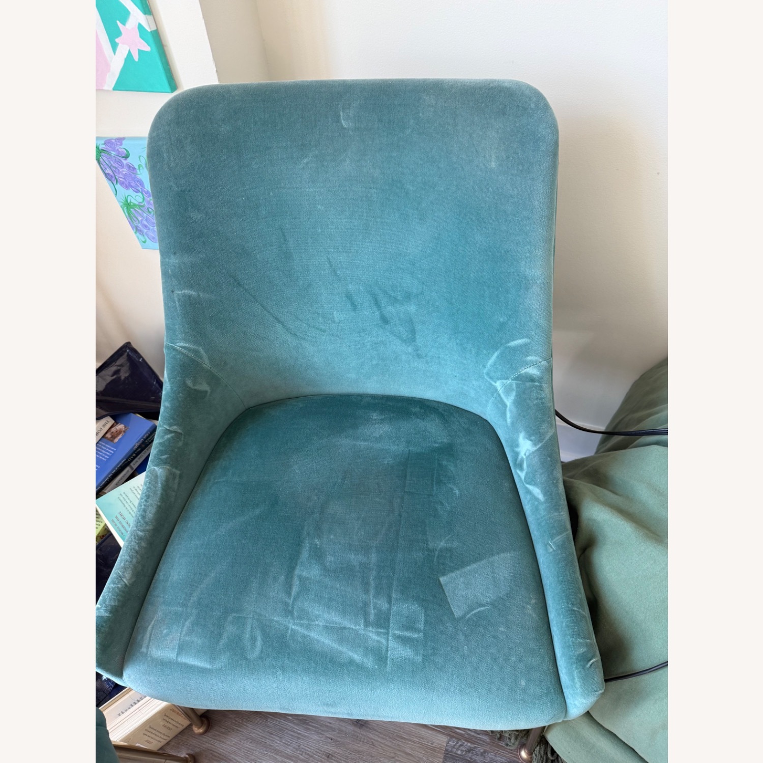 Anthropologie Blue Velvet Dining Chairs - image-3