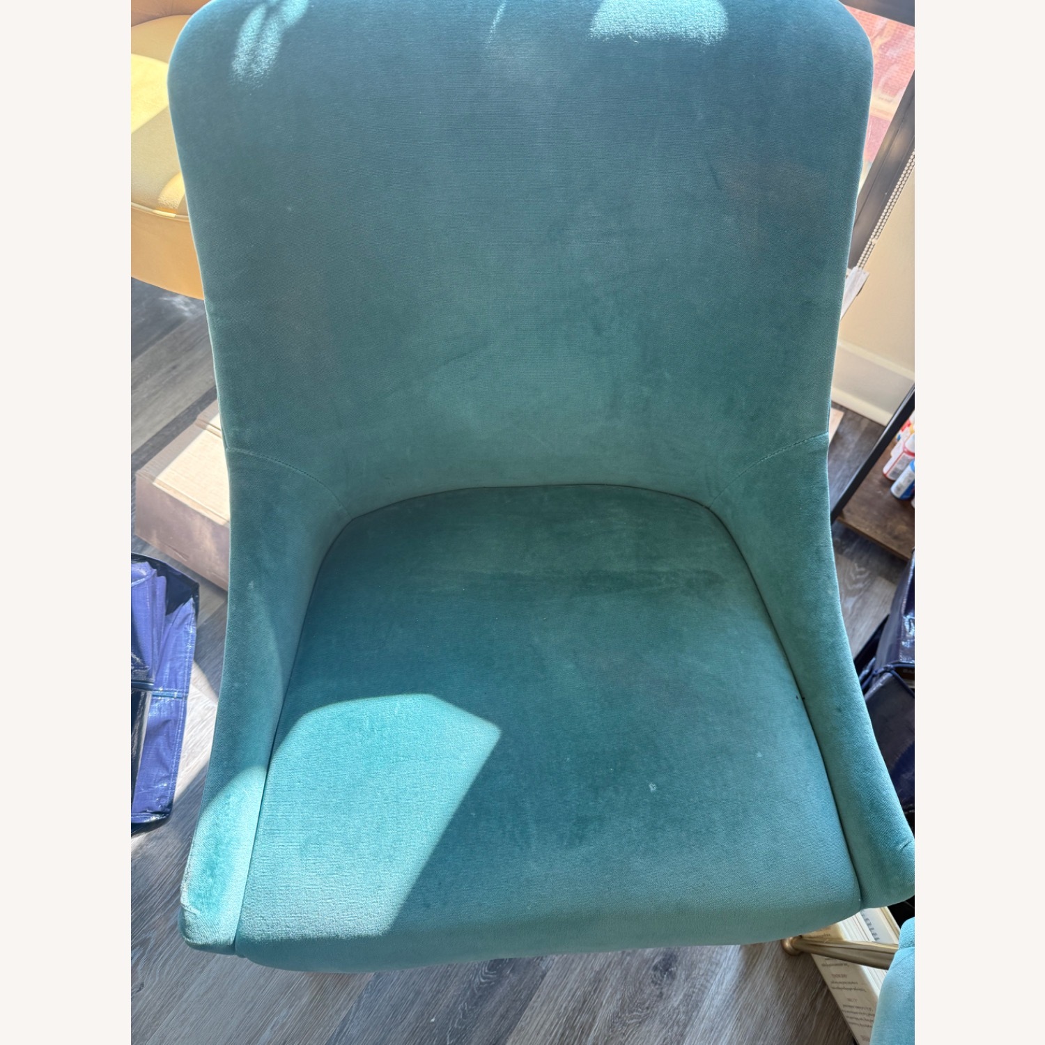 Anthropologie Blue Velvet Dining Chairs - image-1