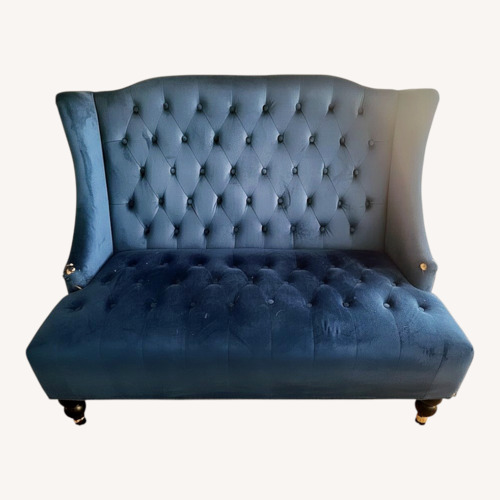Used Blue Suede Loveseat for sale on AptDeco