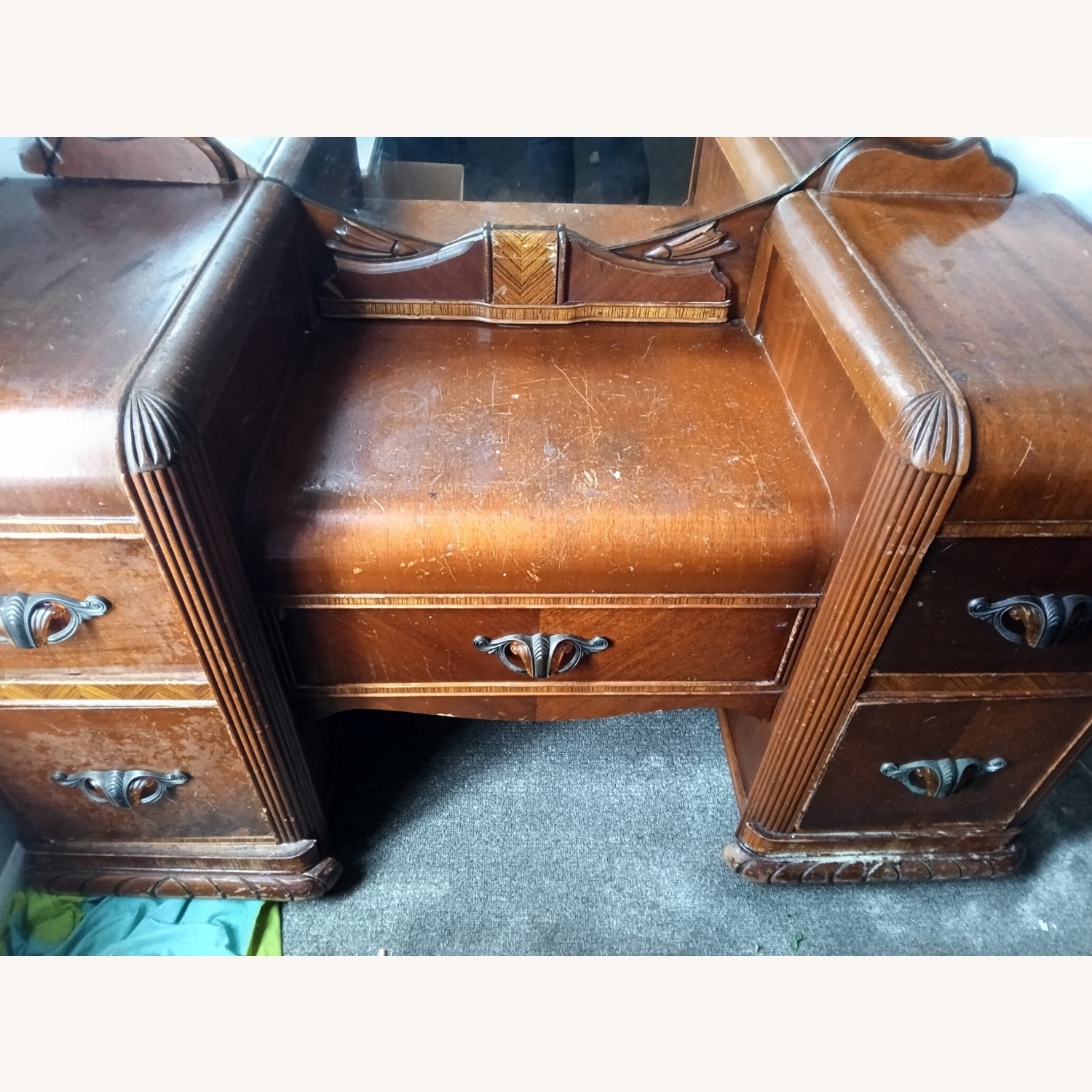 Vintage/Antique Dark Brown Wood Changing Table - image-5