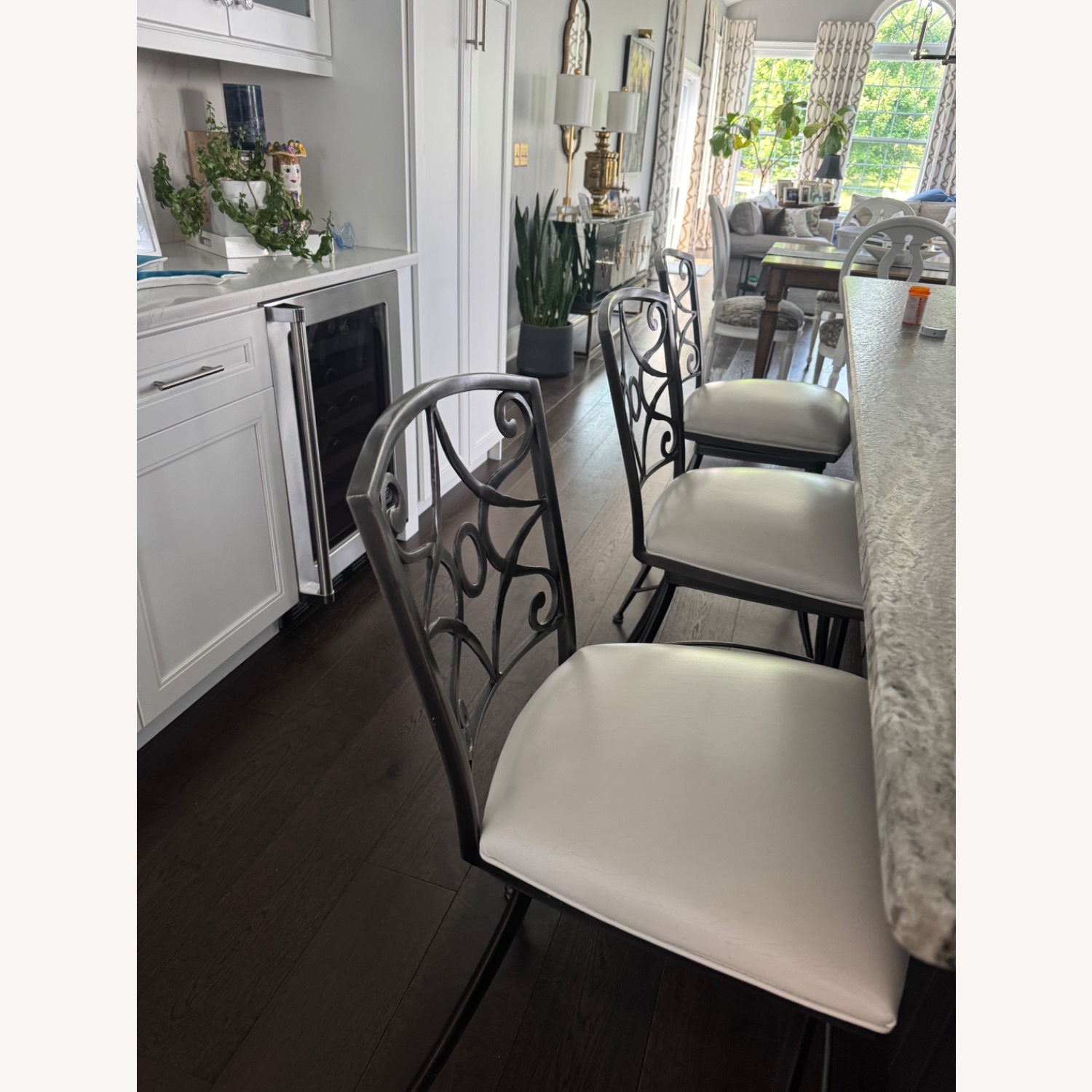 Three Ethan Allen Swivel Barstools - image-5