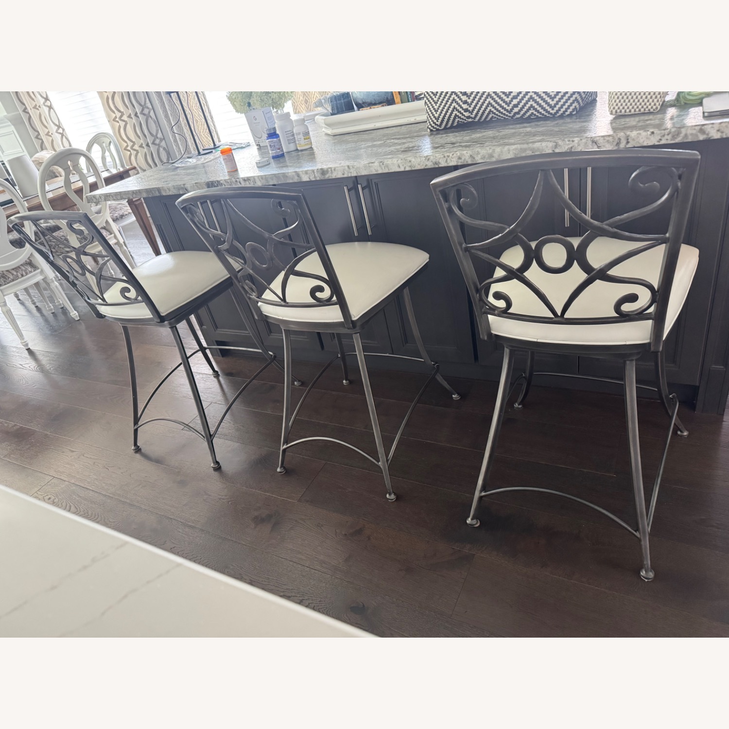 Three Ethan Allen Swivel Barstools - image-6