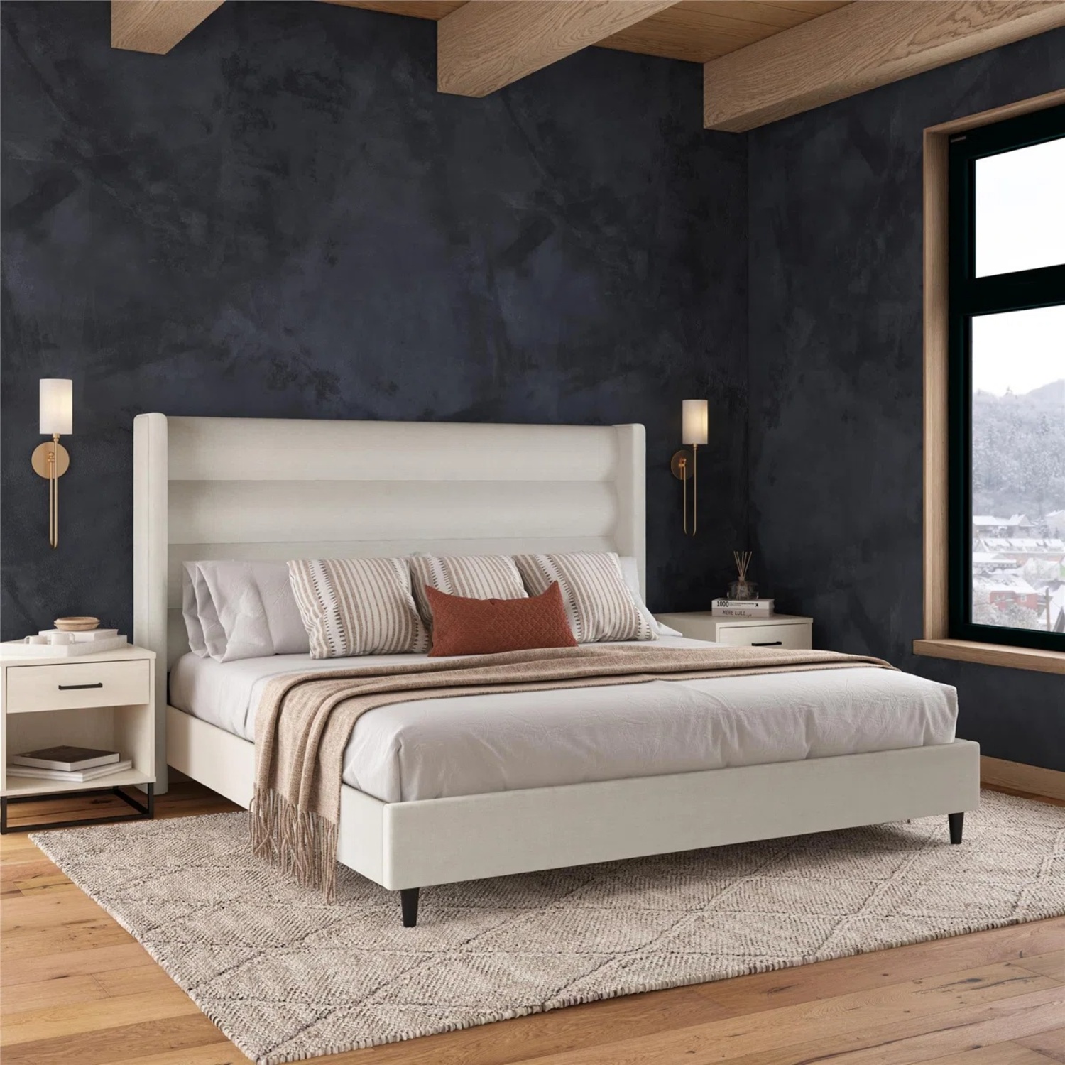 Wayfair Louis King Upholstered Wingback Bed - image-4