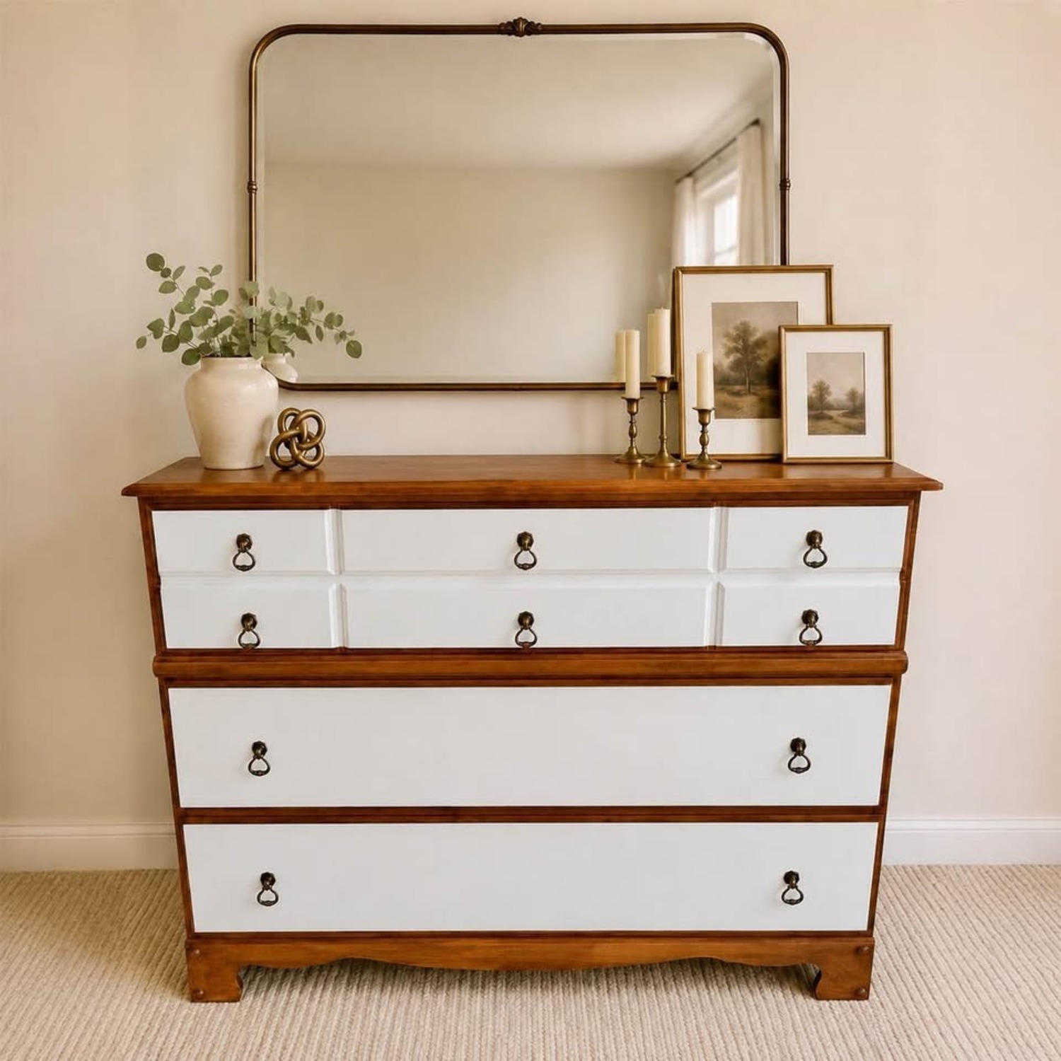 Vintage Solid Wood 3 Drawer Dresser Refinished - image-1