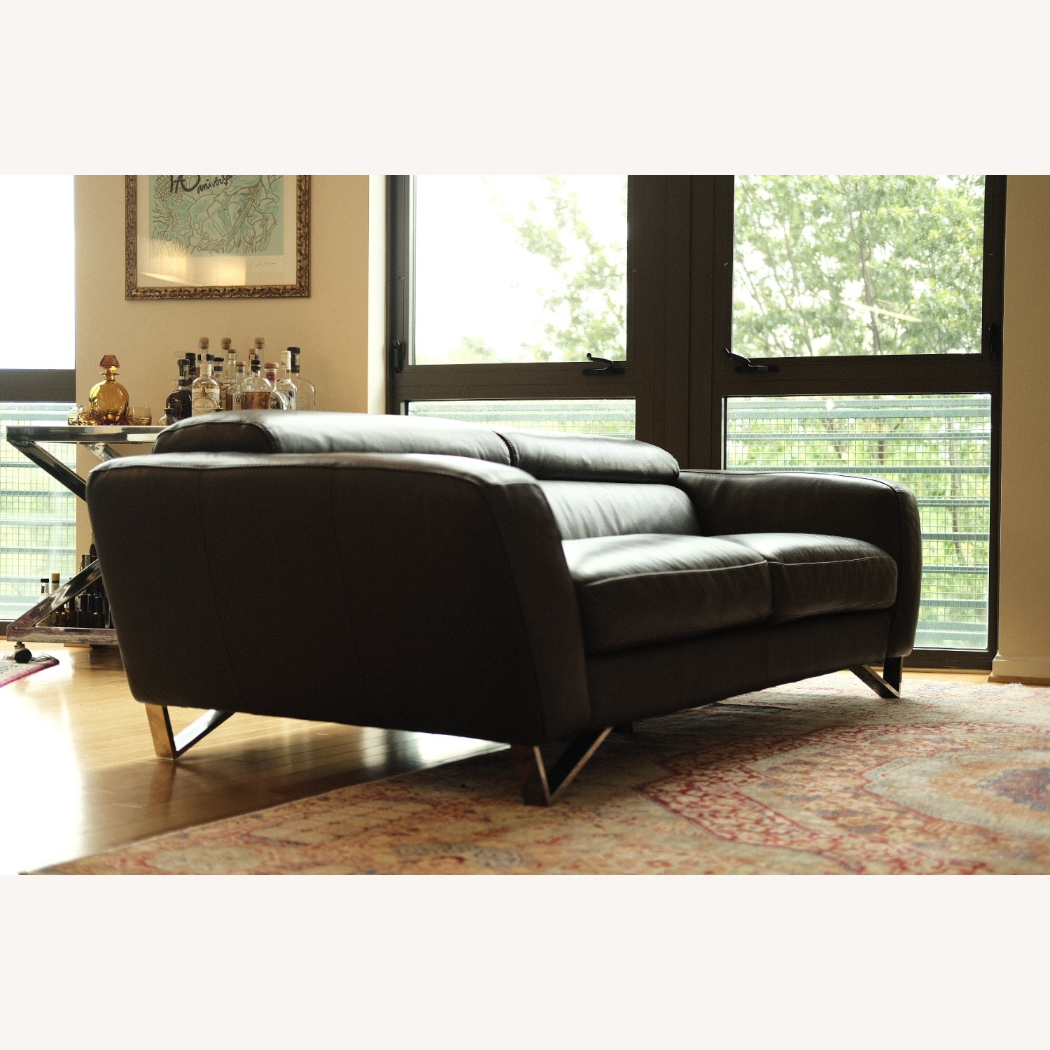 Italian Leather 2-Seat Sofa, Adjustable Headrests - image-2