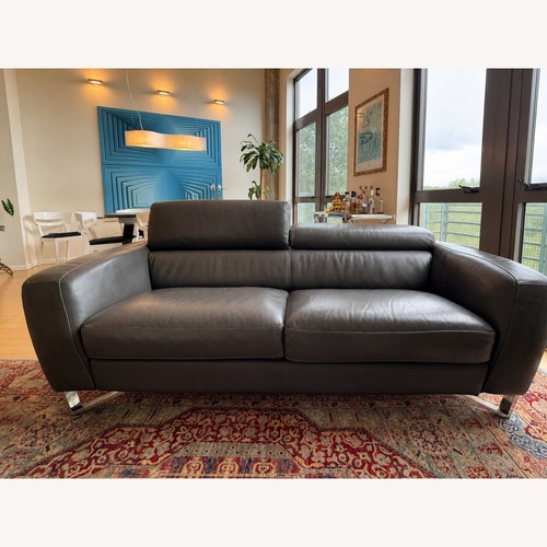 Used Italian Leather 2-Seat Sofa, Adjustable Headrests for sale on AptDeco