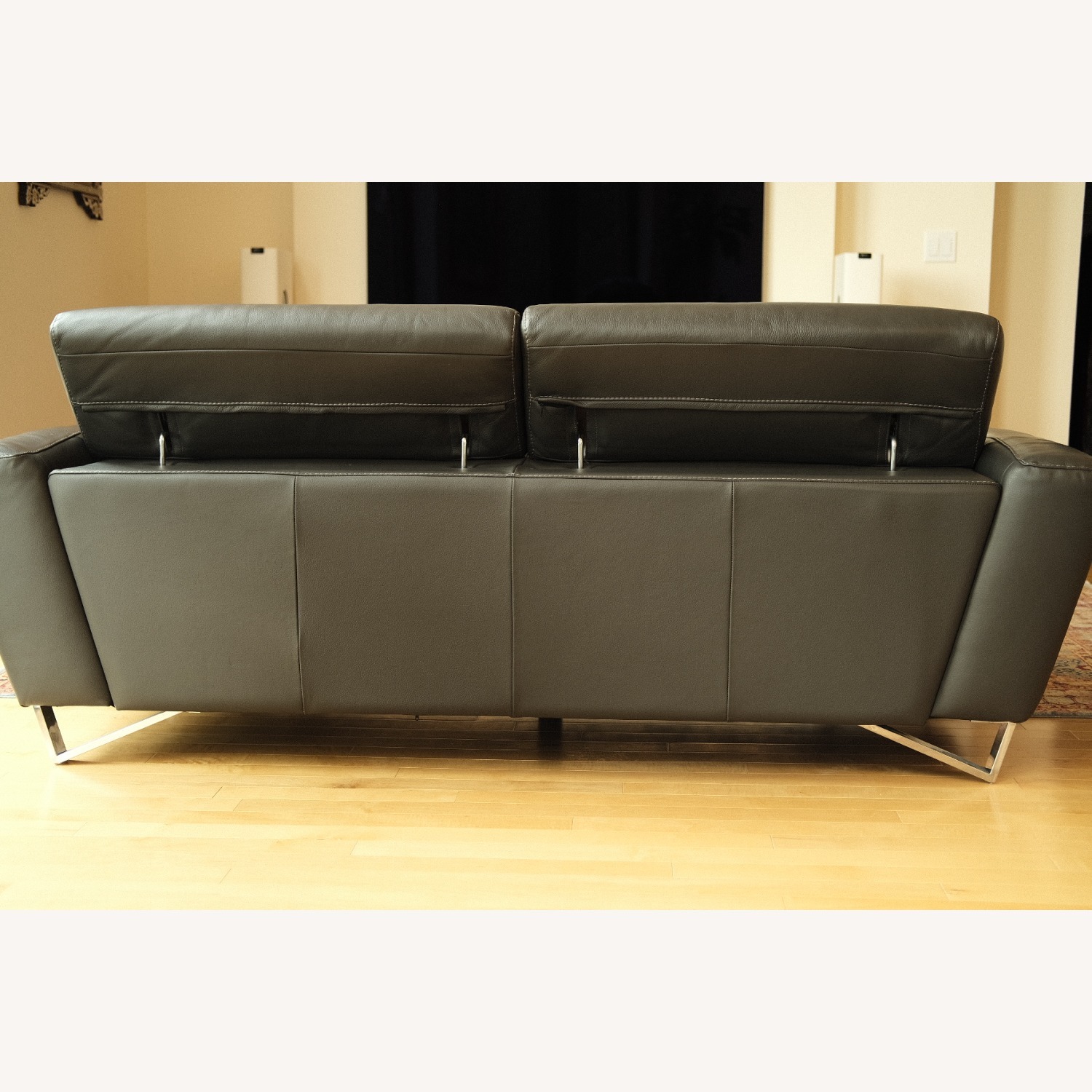 Italian Leather 2-Seat Sofa, Adjustable Headrests - image-3