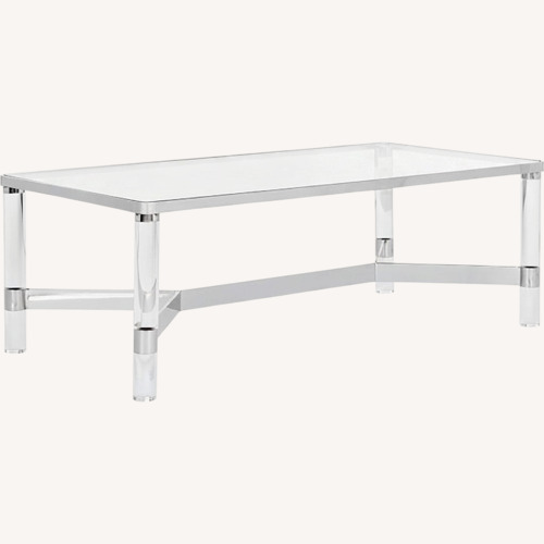 Used Safavieh Couture Silver Acrylic Coffee Table for sale on AptDeco
