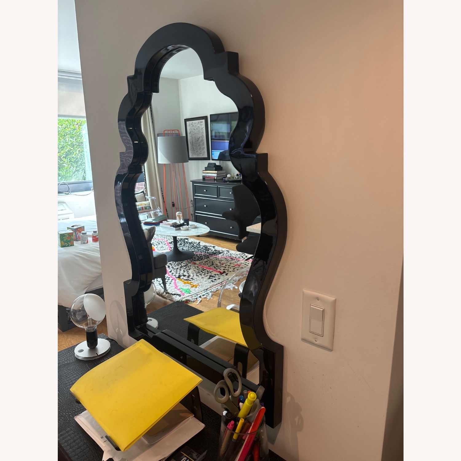 Jonathan Adler Black Lacquer Wall Mirror - image-2