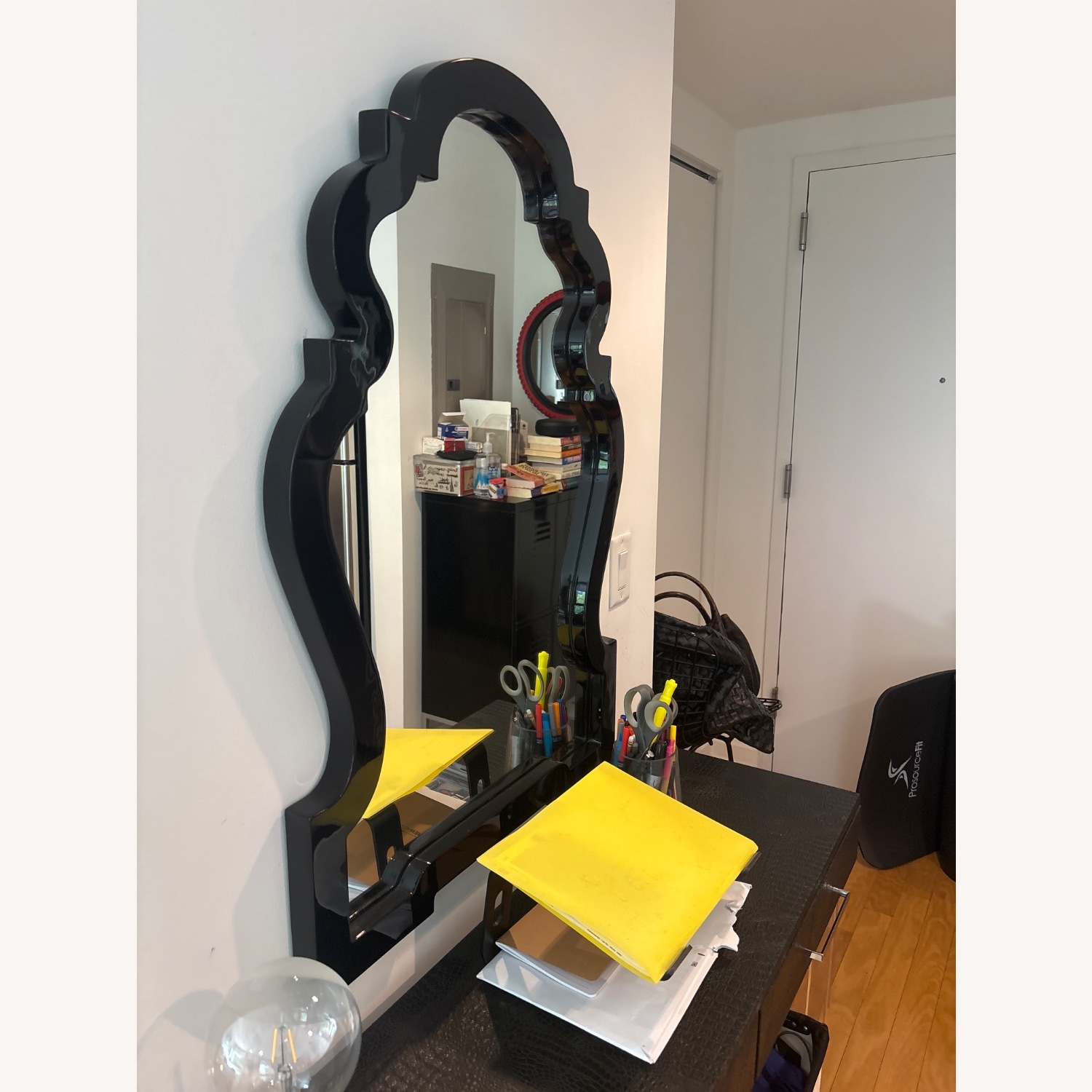 Jonathan Adler Black Lacquer Wall Mirror - image-3