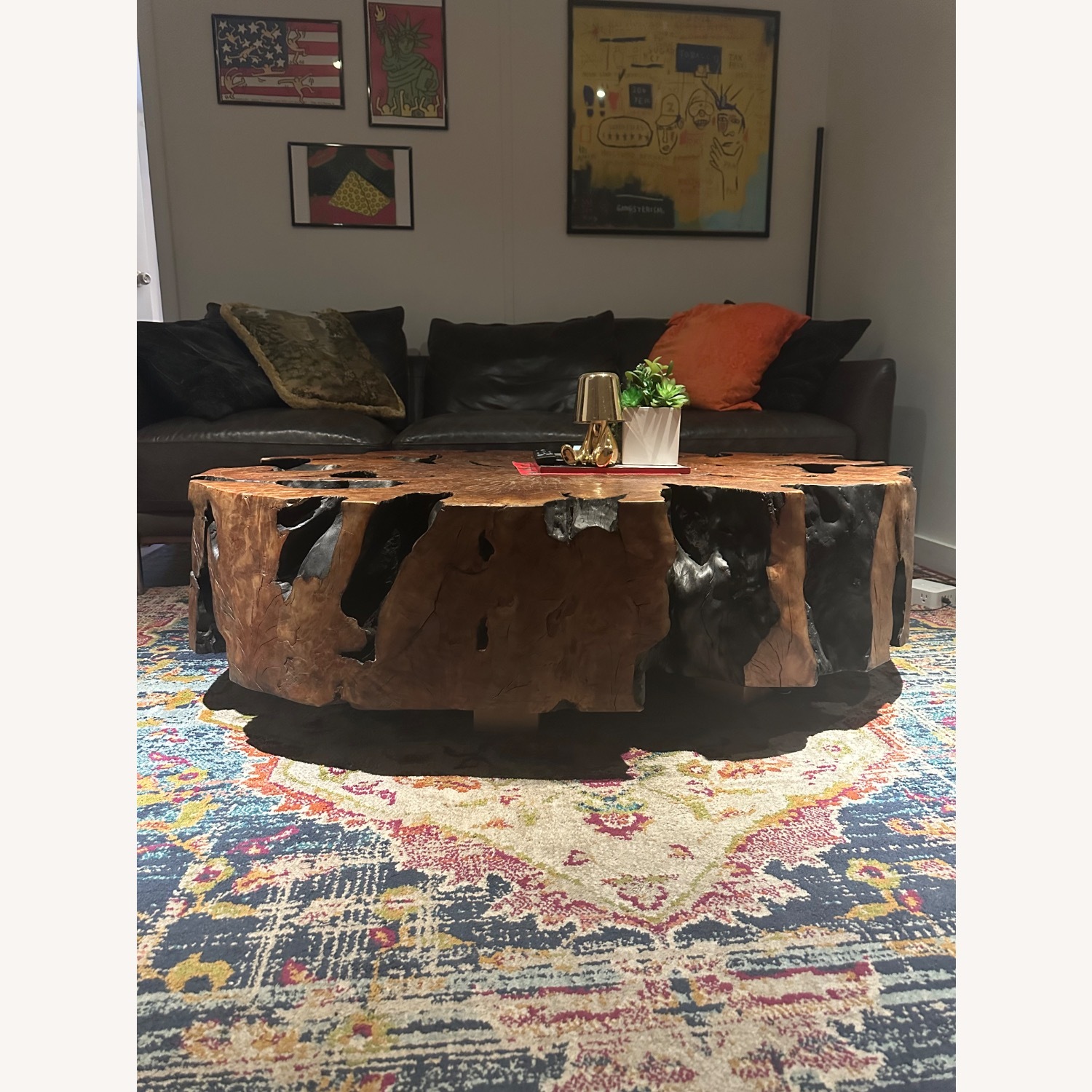 Dark Brown Solid Wood Coffee Table - image-4