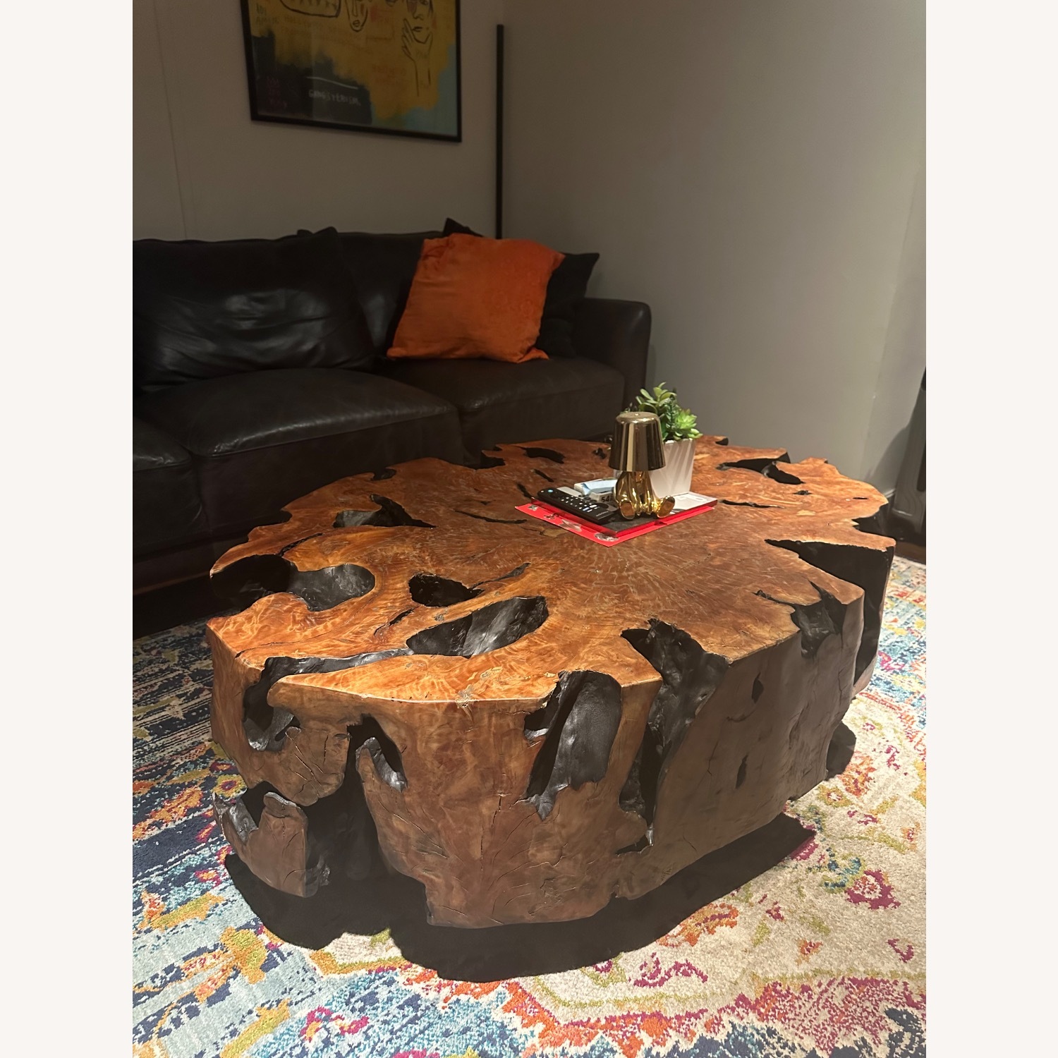 Dark Brown Solid Wood Coffee Table - image-1