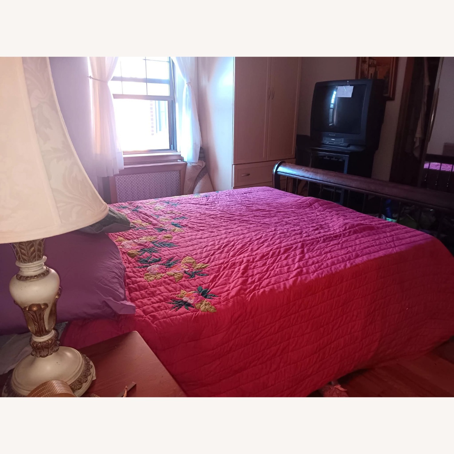 Vintage Dark Brown Wood Headboard - image-2