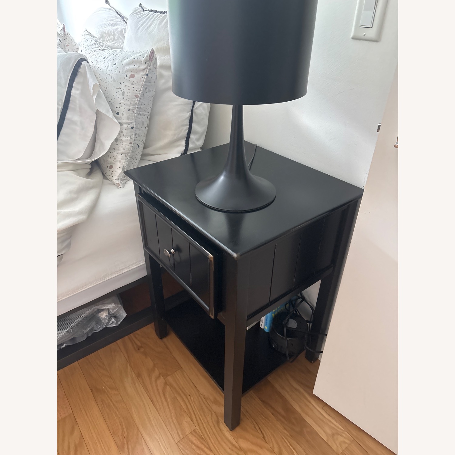 Pottery Barn Black Wood Nightstand - image-2