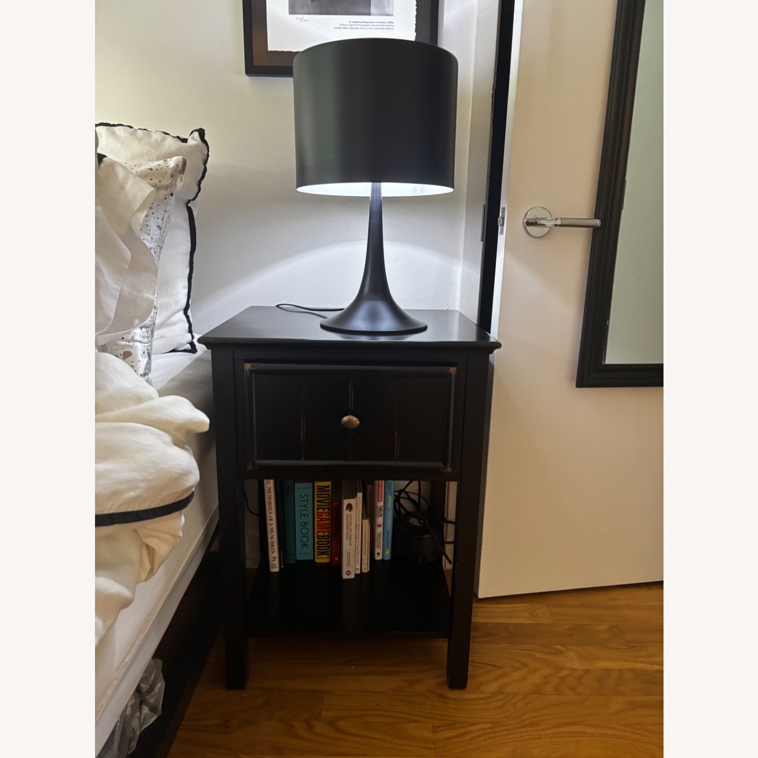 Pottery Barn Black Wood Nightstand - image-1