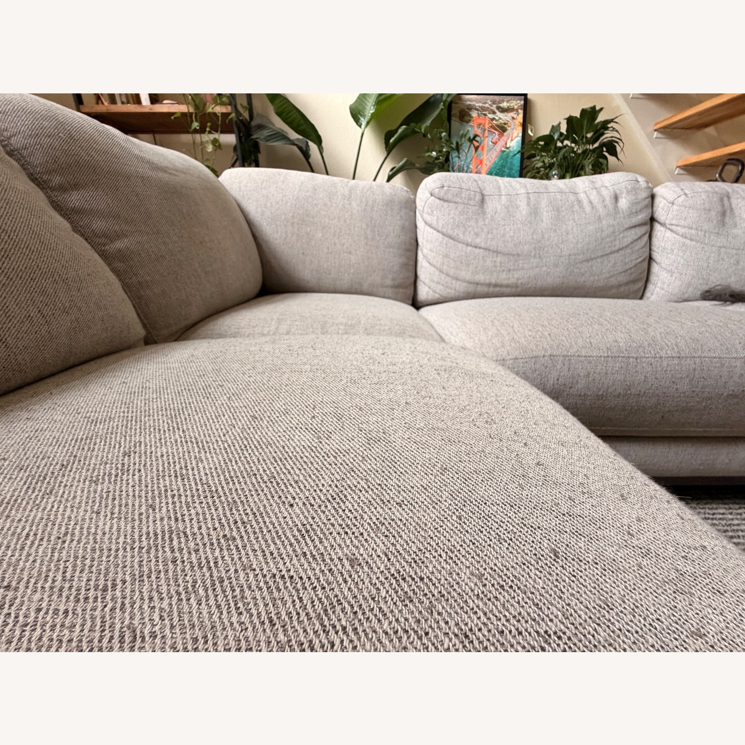 Living Spaces Light Gray Chaise Lounge - image-3