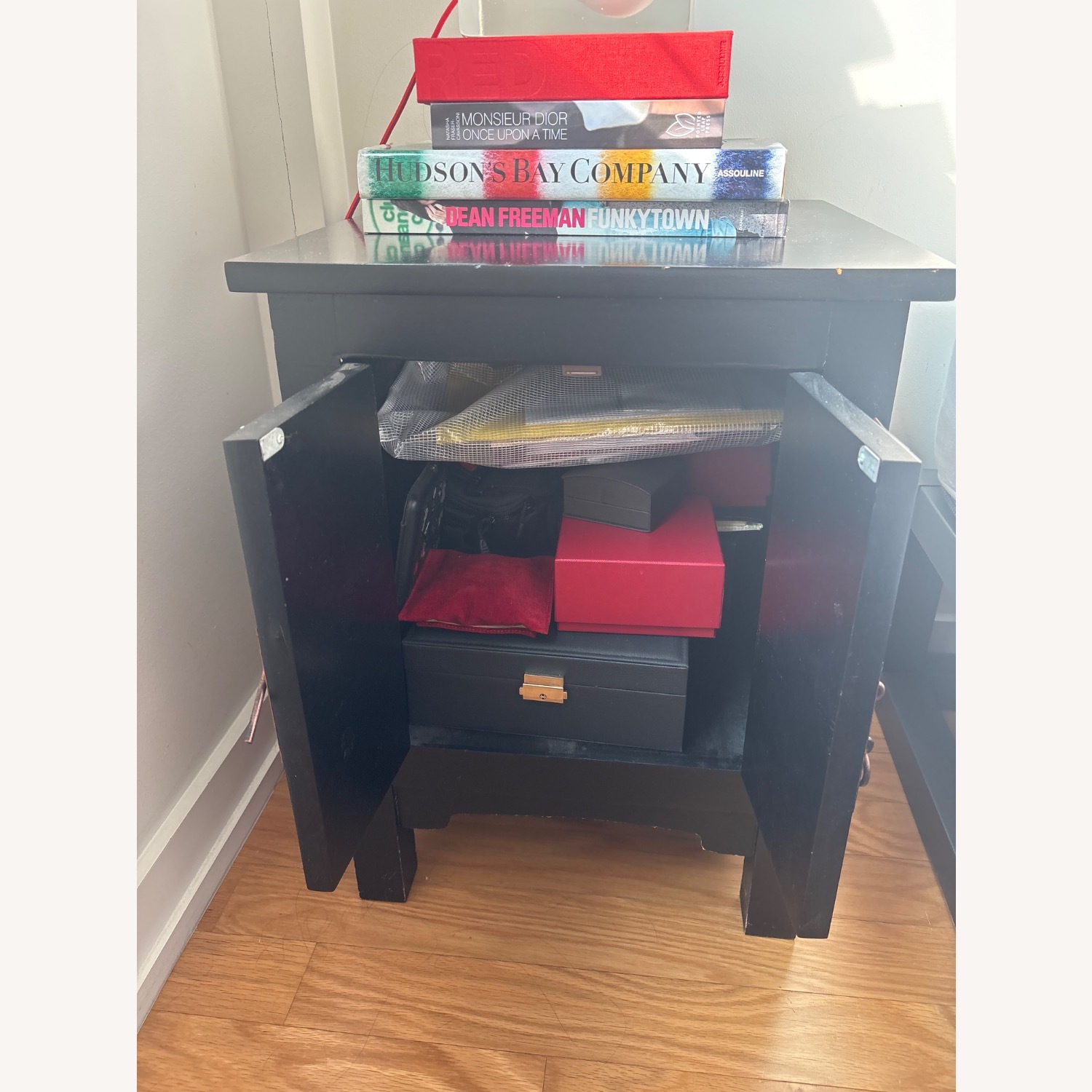 Black Wood Nightstand - image-2