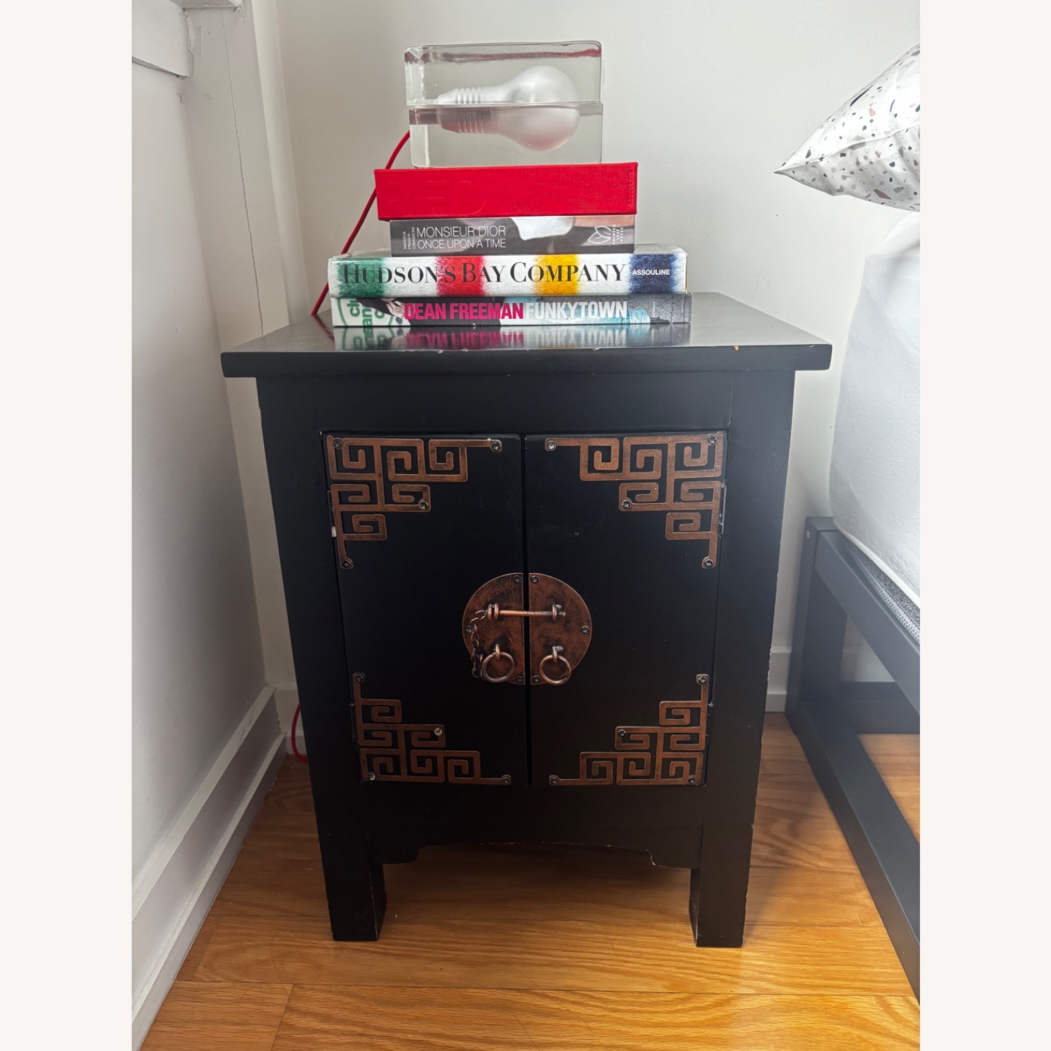 Black Wood Nightstand - image-1