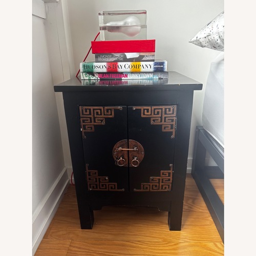 Used Black Wood Nightstand for sale on AptDeco
