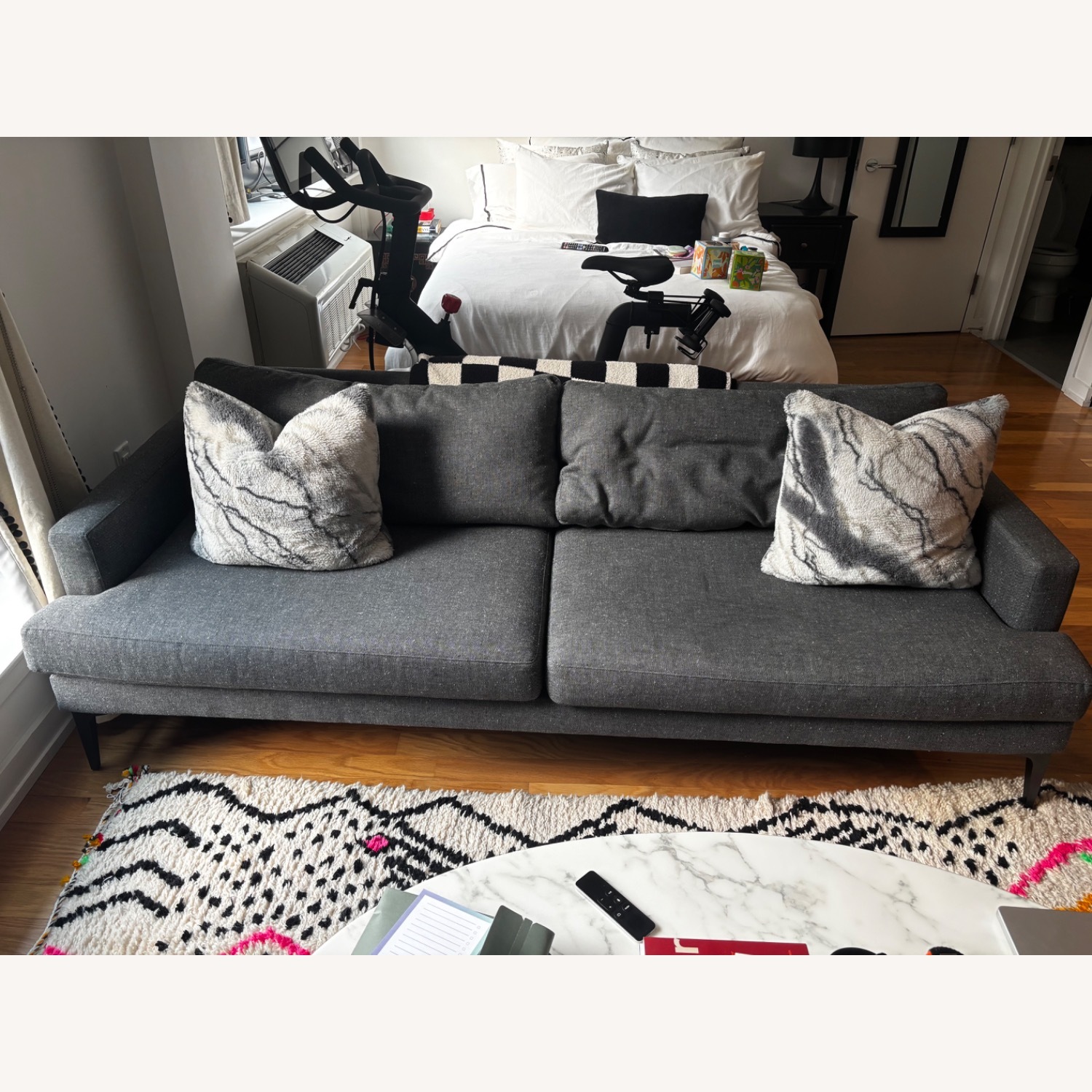 West Elm Andes Dark Gray Fabric 3+ Seater Sofa - image-1