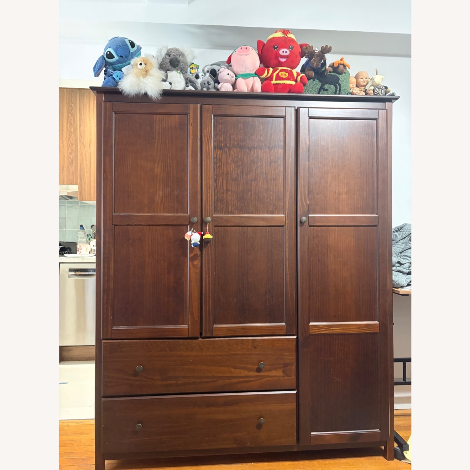 Overstock Grain Wood Furniture 3-Door Armoire - image-1