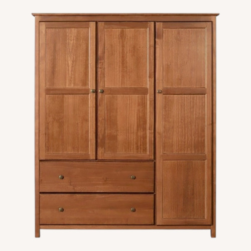Used Overstock Grain Wood Furniture 3-Door Armoire for sale on AptDeco