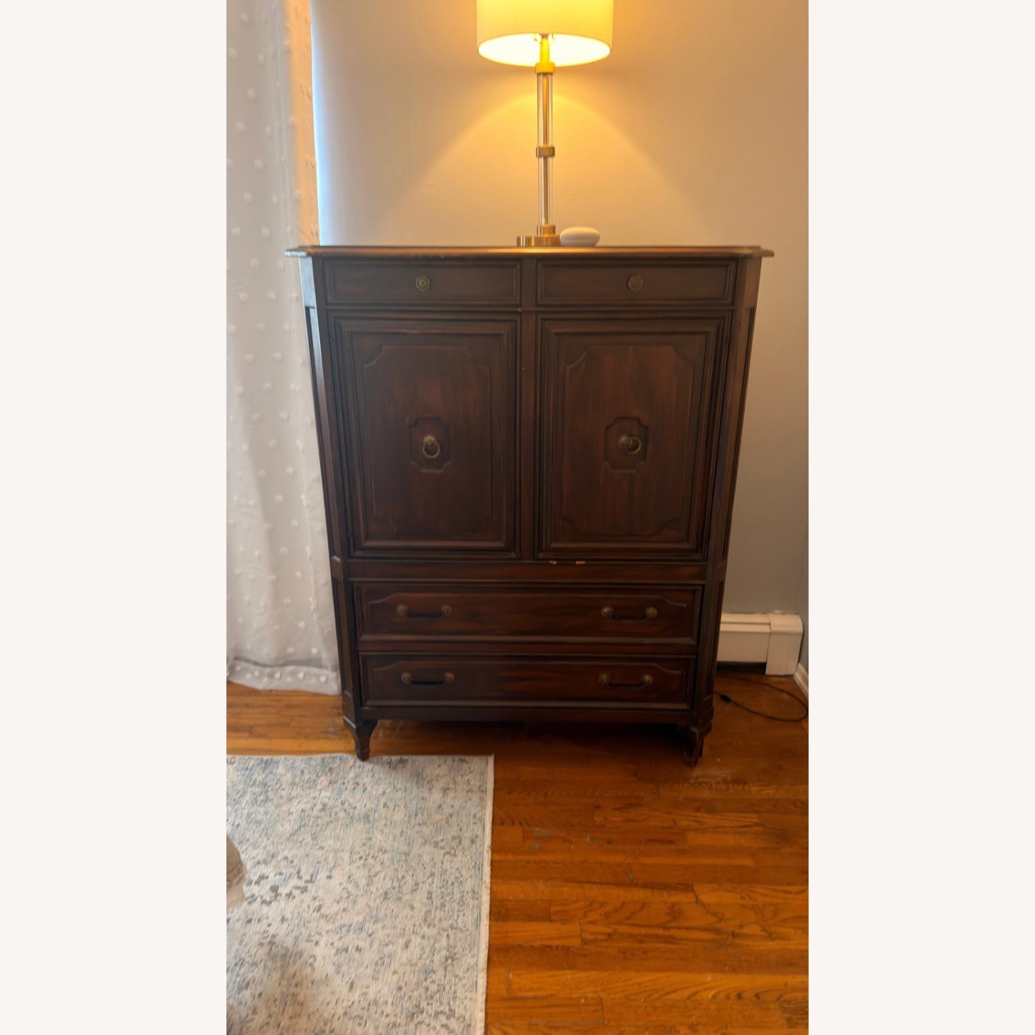 Vintage Antique Dark Brown Wood Dresser - image-1