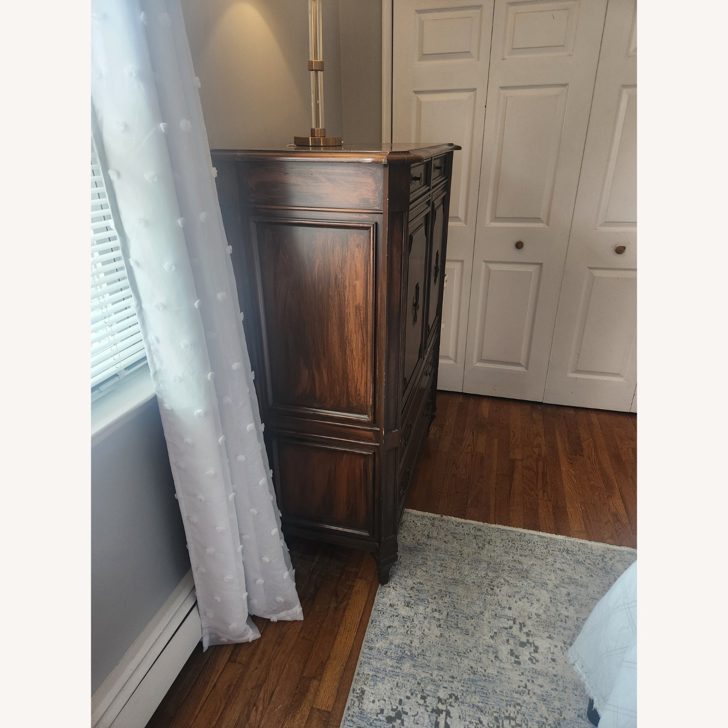 Vintage Antique Dark Brown Wood Dresser - image-6