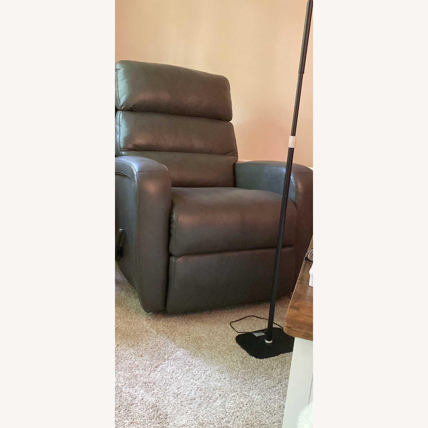 Jordan's Furniture Light Gray Leather Recliner - image-1