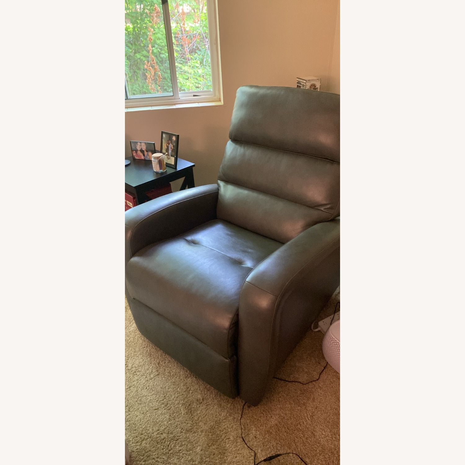 Jordan's Furniture Light Gray Leather Recliner - image-2